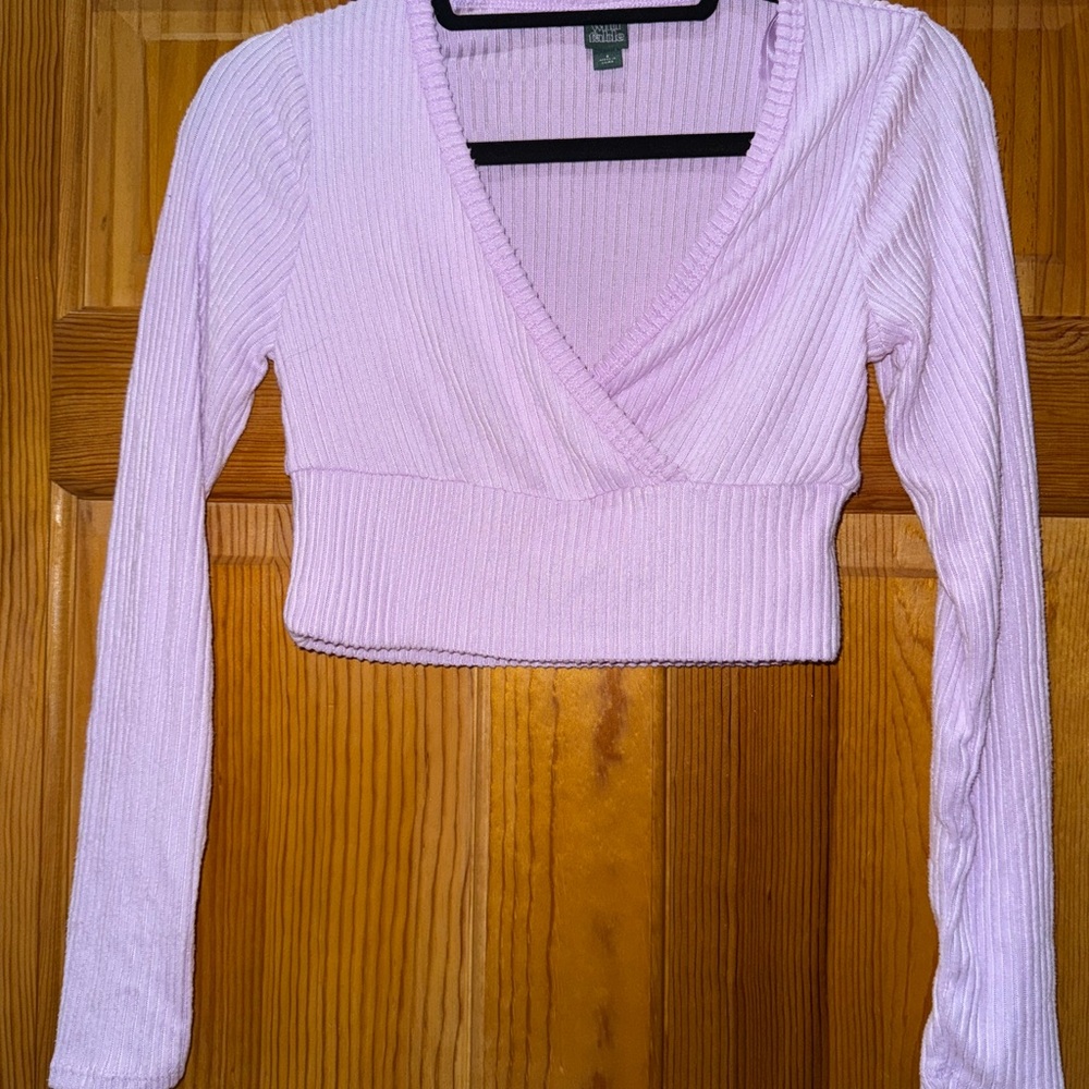 wild fable Lilac Ribbed Wrap Crop Top